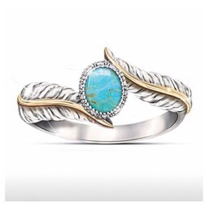 🆕Silver Turquoise Feather Ring